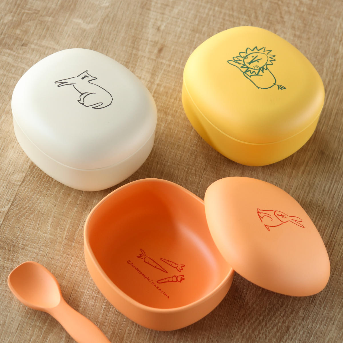 ボウル フタ付き 10cm Mogugu どーぶつ プラスチック ( 食洗機対応 電子レンジ対応 子ども用食器 碗 お椀 アニマル 動物 キッズボウル 子ども 子供用 ふた付き 軽い 割れにくい ネコ ウサギ ライオン おしゃれ ) 【ウサギ】