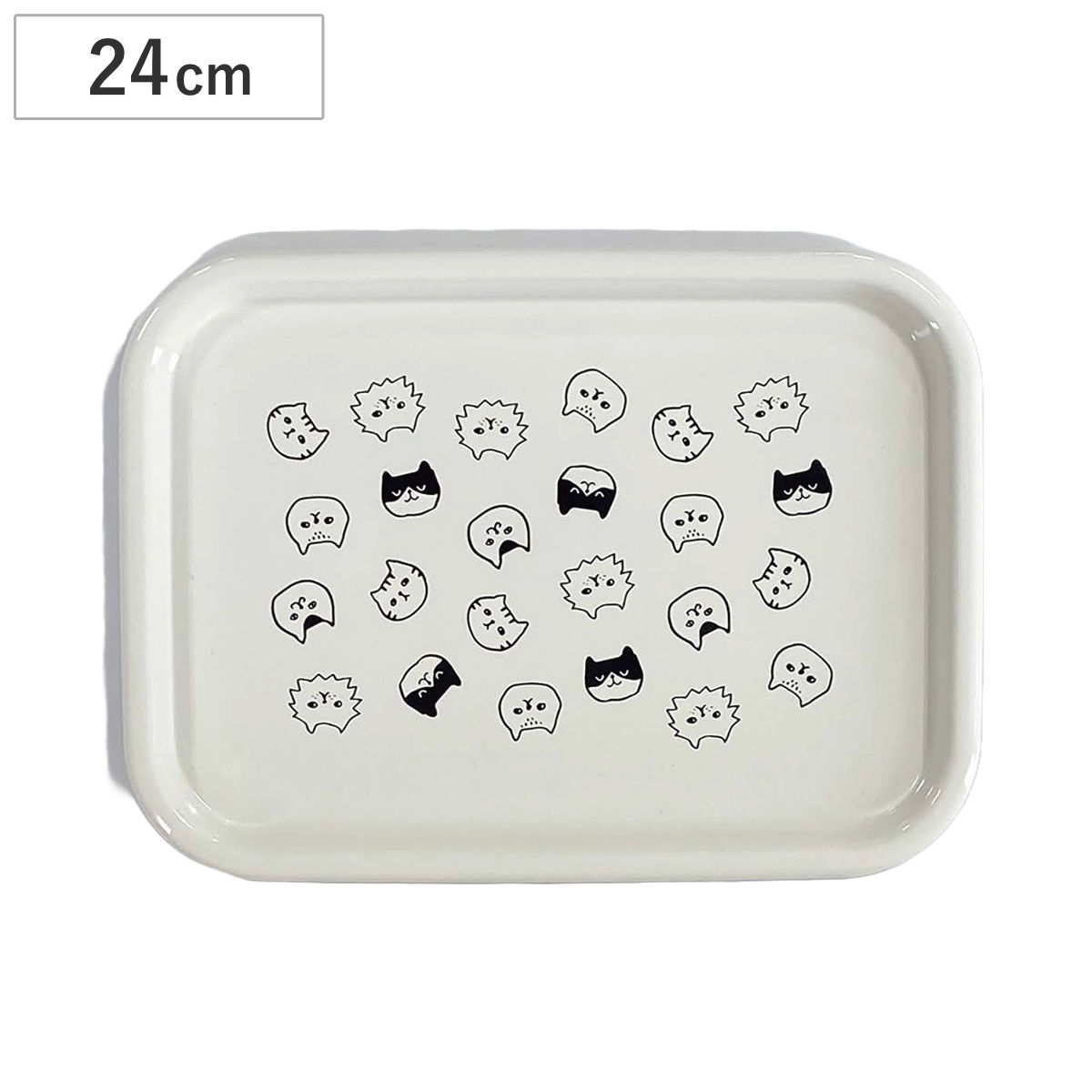 キッチントレー NECO トレー 24cm （ トレイ お盆 おぼん カフェトレー カフェトレイ 長方形 プラスチック 日本製 ねこ 猫 ネコ かわいい モノトーン シンプル ）