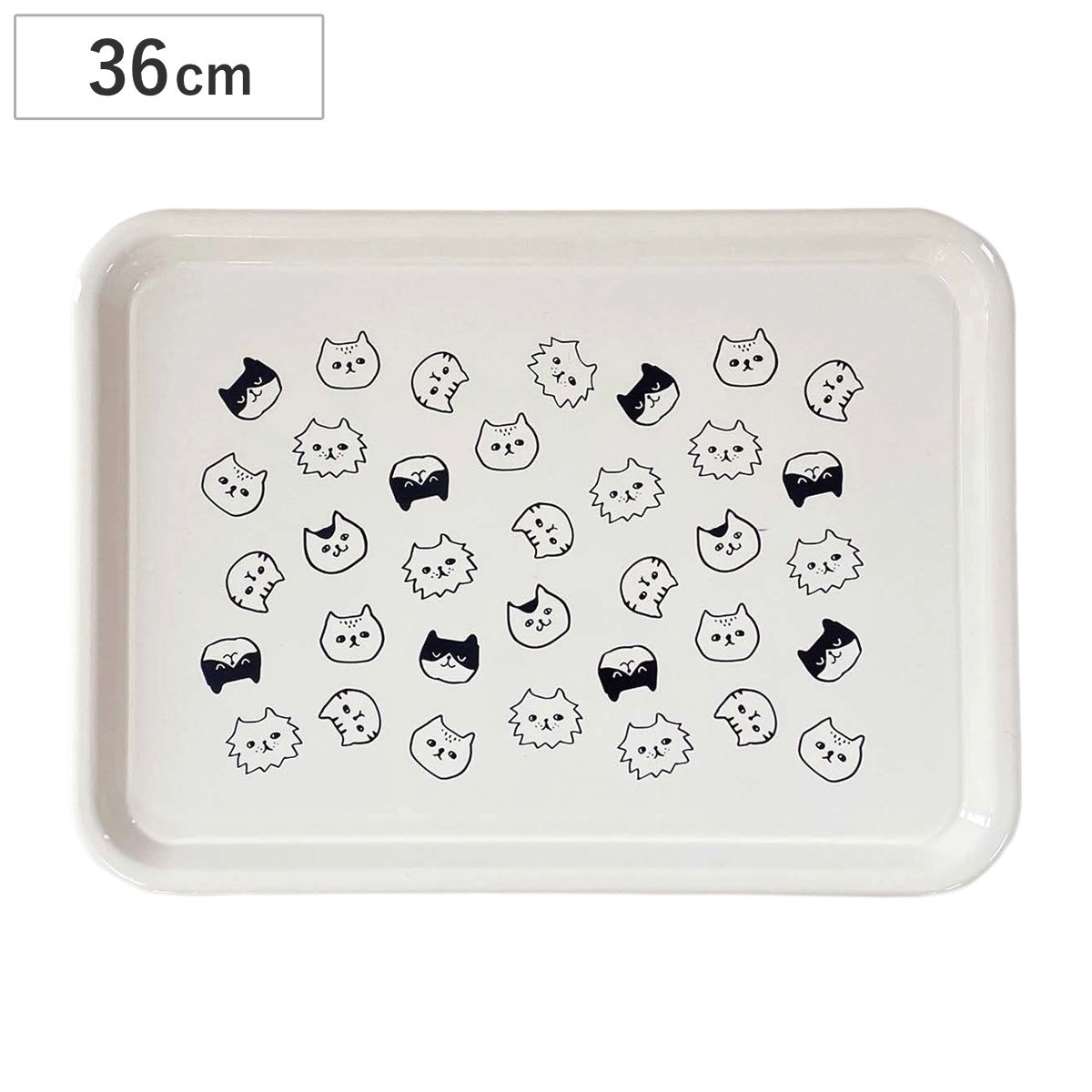 キッチントレー NECO トレー 36cm （ トレイ お盆 おぼん カフェトレー カフェトレイ 長方形 プラスチック 日本製 ねこ 猫 ネコ かわいい モノトーン シンプル ）
