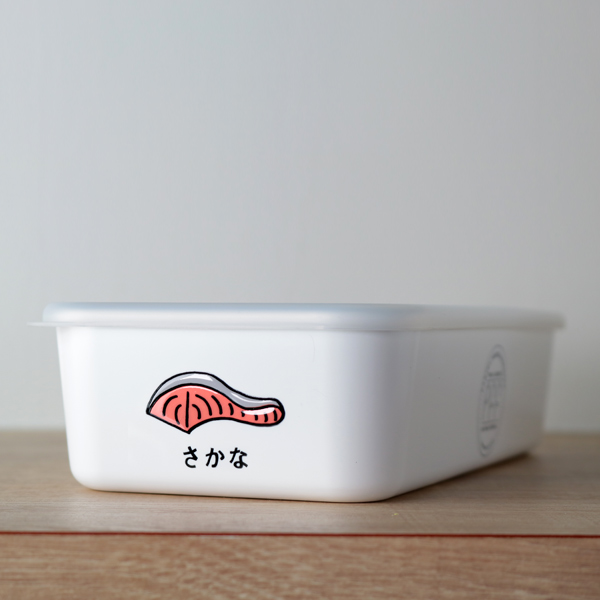 保存容器 1L 角型 PFF食べ物ストッカー さかな ( 保存 容器 フードストッカー キャニスター 電子レンジ対応 冷凍庫対応 食洗器対応 ストッカー スタッキング 白 おしゃれ 割れない 軽量 )