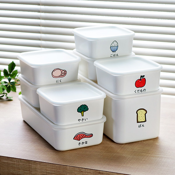 保存容器 1L 角型 PFF食べ物ストッカー さかな ( 保存 容器 フードストッカー キャニスター 電子レンジ対応 冷凍庫対応 食洗器対応 ストッカー スタッキング 白 おしゃれ 割れない 軽量 )