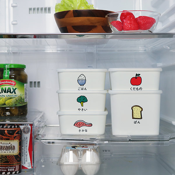 保存容器 1L 角型 PFF食べ物ストッカー さかな ( 保存 容器 フードストッカー キャニスター 電子レンジ対応 冷凍庫対応 食洗器対応 ストッカー スタッキング 白 おしゃれ 割れない 軽量 )