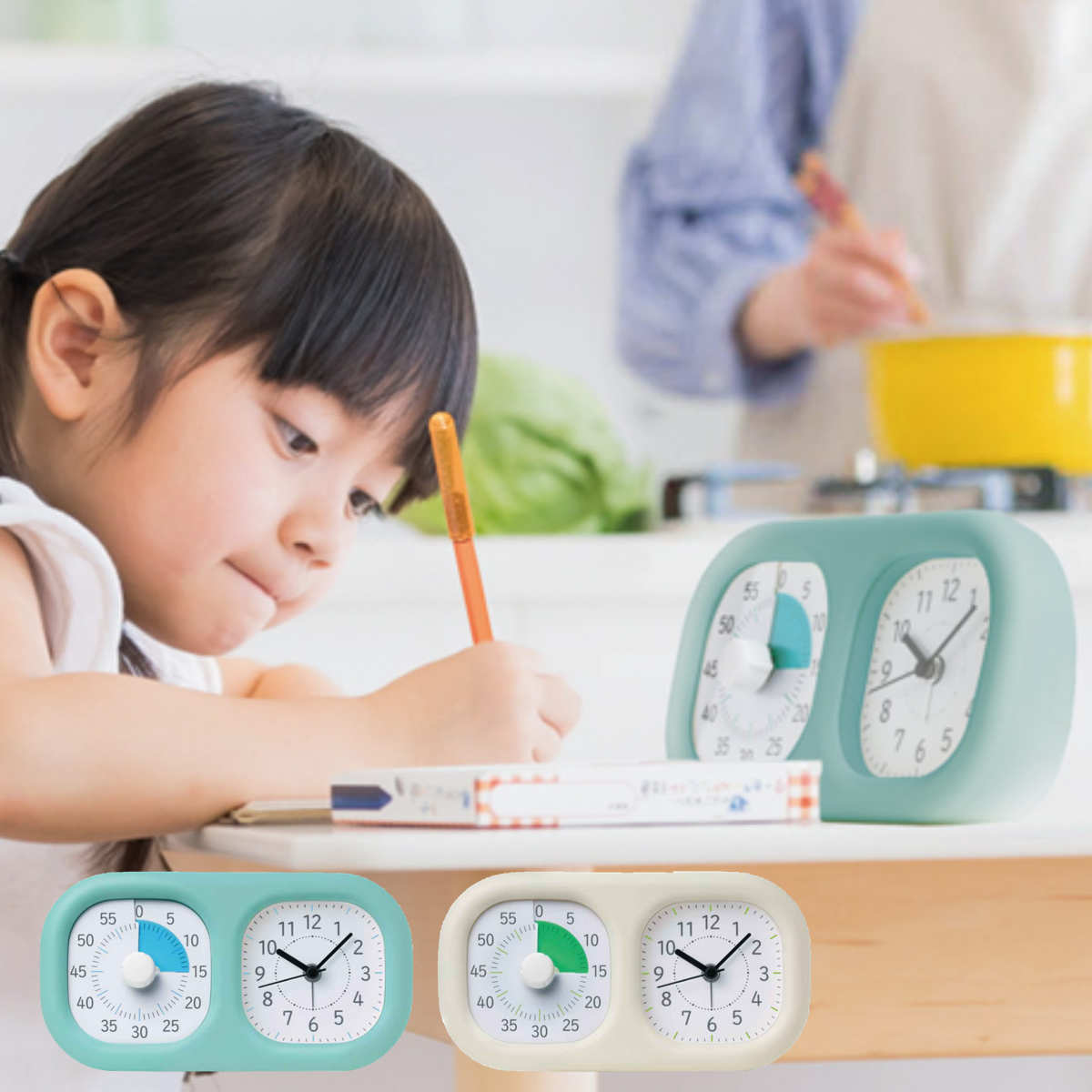 勉強タイマー トキ・サポ 時っ感タイマー 時計プラス （ 学習タイマー 視覚タイマー タイマー 目覚まし時計 子ども 60分 1時間 静音 コンパクト スヌーズ機能 簡単操作 集中力アップ 家庭学習 タイマー式勉強法 ） 【アイボリー】