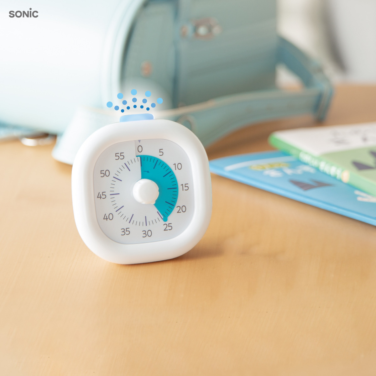 勉強用タイマー 光でいまやる 時っ感タイマー USB充電式 ( ソニック 勉強タイマー 勉強 学習 光る 静音 消音 音なし アナログ 置時計 USBケーブル付き リビング学習 ダイヤル 簡単操作 アラーム 持ち運び 子供 ) 【バイオレット】 バイオレット