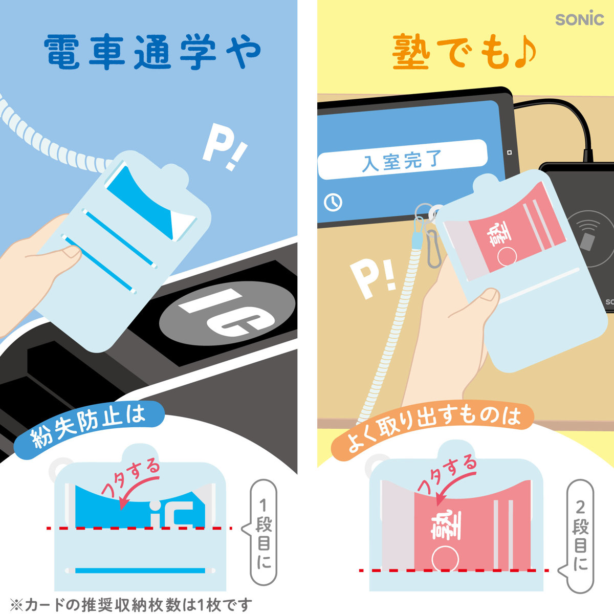 うっかりチェッカーパスケース付き 忘れ物防止 スパイラルチェーン ( 持ち物チェッカー 忘れ物チェッカー キーホルダー 定期入れ 持ち物 リスト チェック 準備 時間割 習慣づけ 小学校 保育園 シール付き イラスト 子ども キッズ ) 【ライトブルー】 ライトブルー