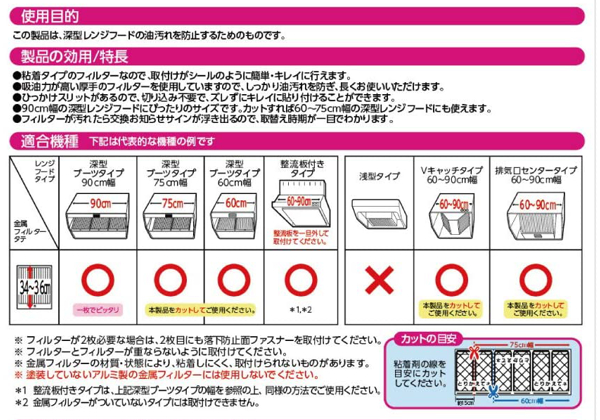 レンジフードフィルター 2枚入り 90cm ぱっと貼るだけ 換気扇フィルター （ 整流板 レンジフィルター レンジフード用カバー フィルター 換気扇  換気扇カバー ワンタッチ ） | カテゴリ：キッチン小物 その他の販売できる商品 | リビングート ... - dショッピング