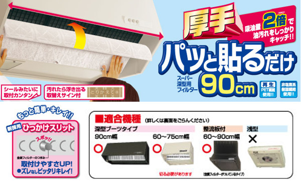 dショッピング |レンジフードフィルター 2枚入り 90cm ぱっと貼るだけ 換気扇フィルター （ 整流板 レンジフィルター レンジフード用カバー フィルター  換気扇 換気扇カバー ワンタッチ ） | カテゴリ：キッチン小物 その他の販売できる商品 | リビングート (093328969 ...