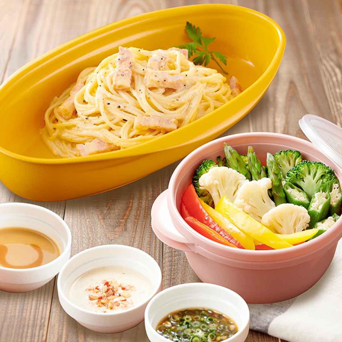 電子レンジ 調理器具 お皿になるレンジでパスタ