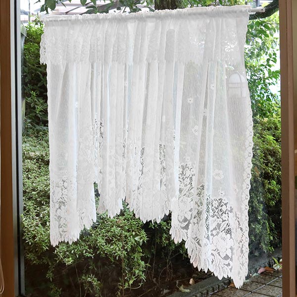 カフェカーテン デザインカーテン 295×105cm ( 出窓 カーテン 目隠し 窓 ファブリック 洋室 リビング キッチン 子供部屋 小窓 おしゃれ 洗える 簡単取り付け )