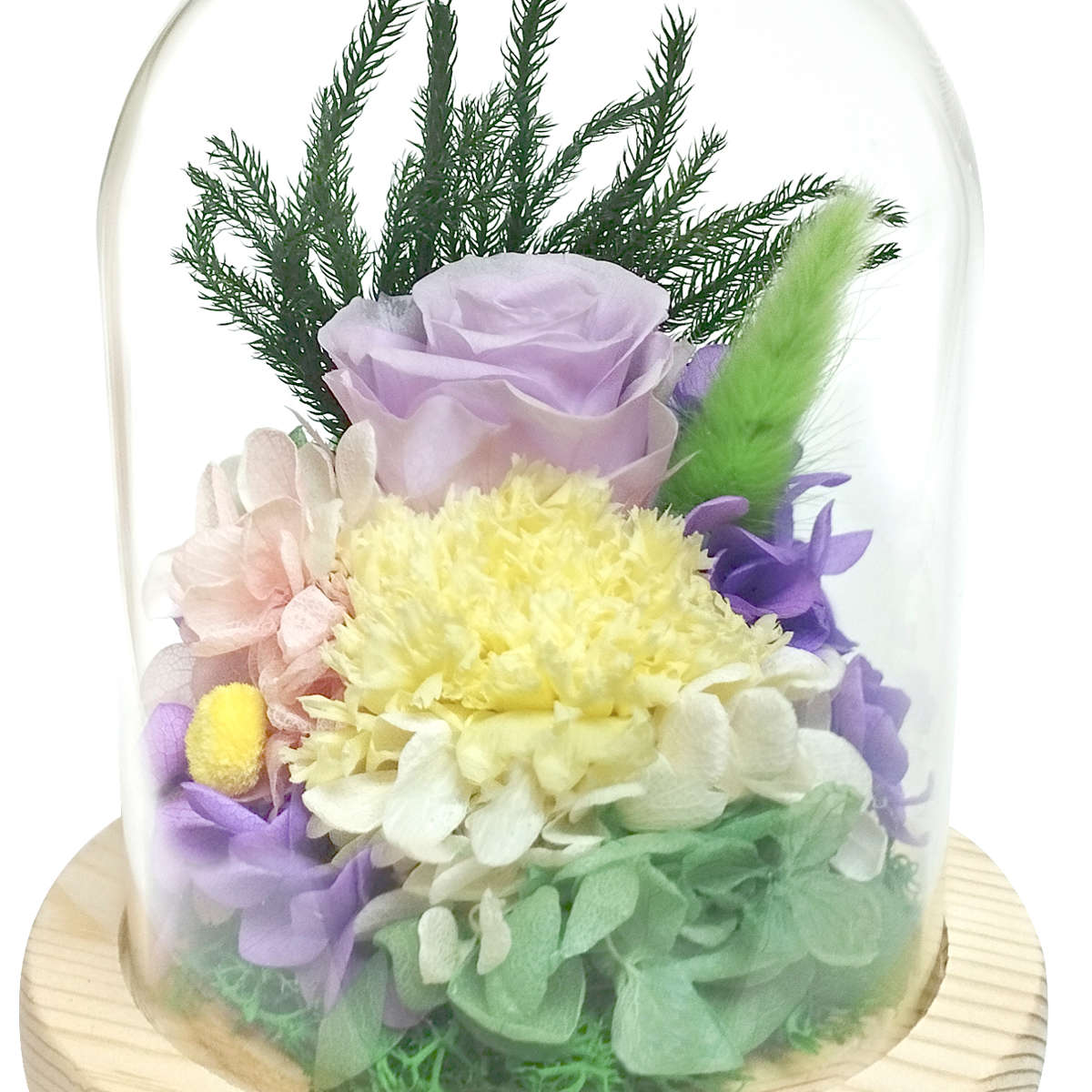 供え花 仏花 ガラス ドームアレンジメント プリザーブドフラワー ( 造花 ブリザードフラワー 枯れない 仏壇 ドーム お供え 花 フェイクフラワー 供花 御供え 枯れない花 水換え不要 夏 人工 お盆 お彼岸 お墓 法要 法事 仏具 ) 【D】 D