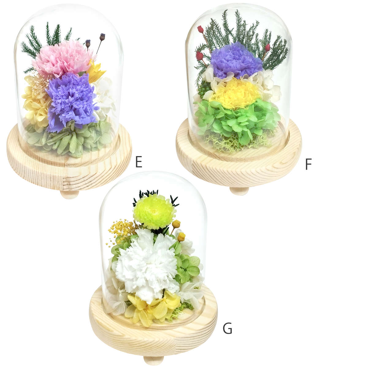 供え花 仏花 ガラス ドームアレンジメント プリザーブドフラワー ( 造花 ブリザードフラワー 枯れない 仏壇 ドーム お供え 花 フェイクフラワー 供花 御供え 枯れない花 水換え不要 夏 人工 お盆 お彼岸 お墓 法要 法事 仏具 ) 【D】 D