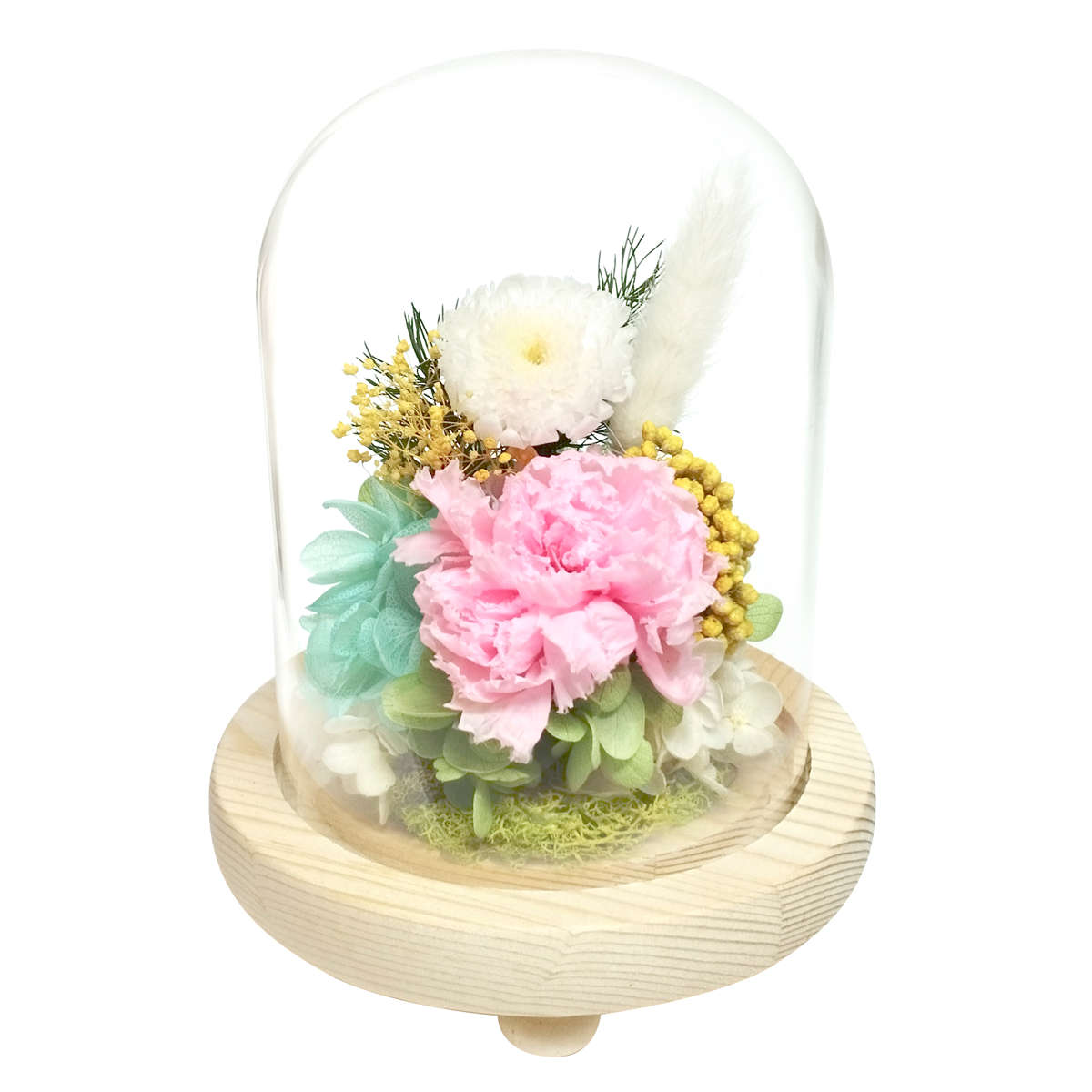 供え花 仏花 ガラス ドームアレンジメント プリザーブドフラワー ( 造花 ブリザードフラワー 枯れない 仏壇 ドーム お供え 花 フェイクフラワー 供花 御供え 枯れない花 水換え不要 夏 人工 お盆 お彼岸 お墓 法要 法事 仏具 ) 【D】 D