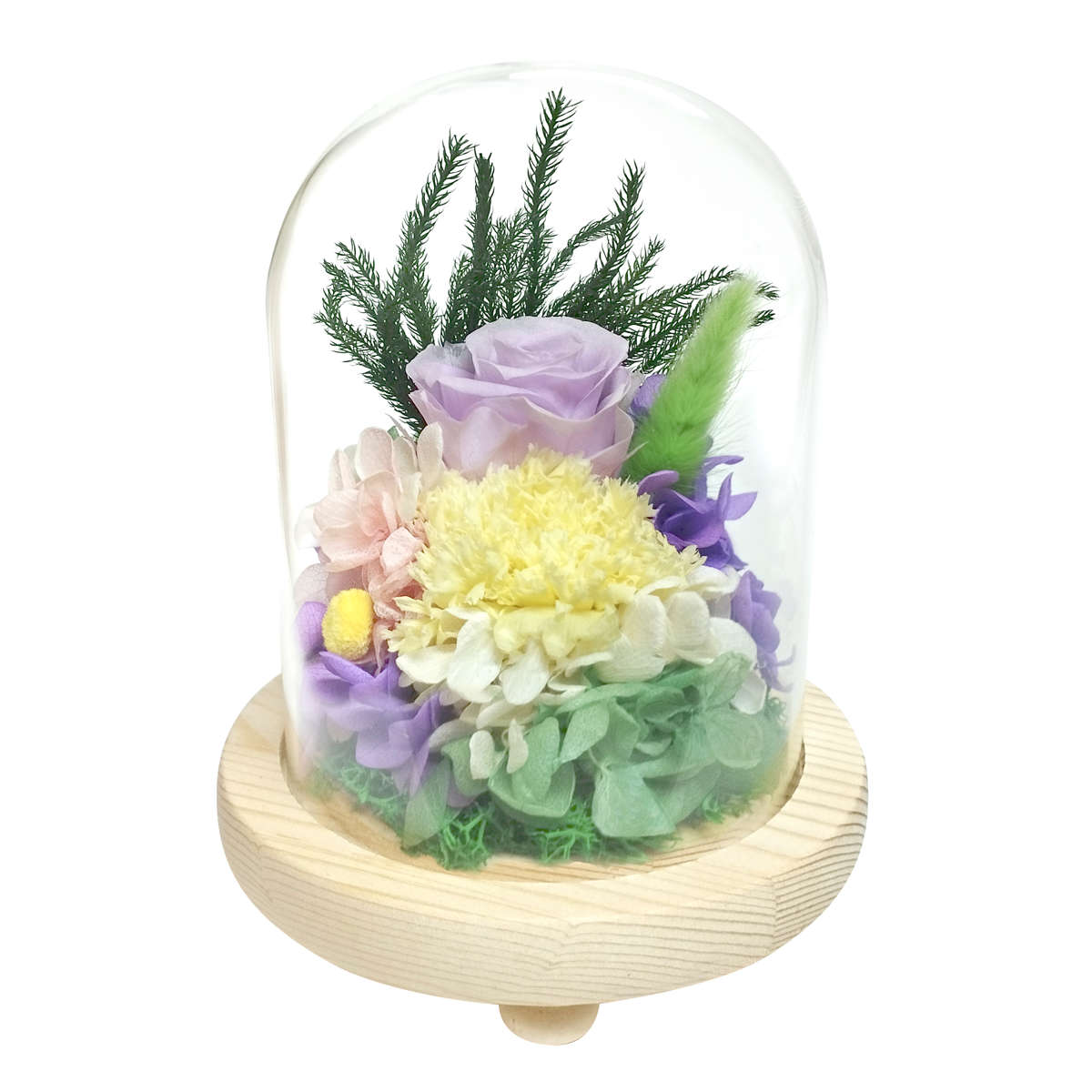 供え花 仏花 ガラス ドームアレンジメント プリザーブドフラワー ( 造花 ブリザードフラワー 枯れない 仏壇 ドーム お供え 花 フェイクフラワー 供花 御供え 枯れない花 水換え不要 夏 人工 お盆 お彼岸 お墓 法要 法事 仏具 ) 【D】 D