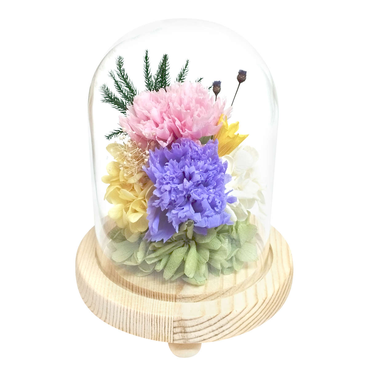 供え花 仏花 ガラス ドームアレンジメント プリザーブドフラワー ( 造花 ブリザードフラワー 枯れない 仏壇 ドーム お供え 花 フェイクフラワー 供花 御供え 枯れない花 水換え不要 夏 人工 お盆 お彼岸 お墓 法要 法事 仏具 ) 【D】 D