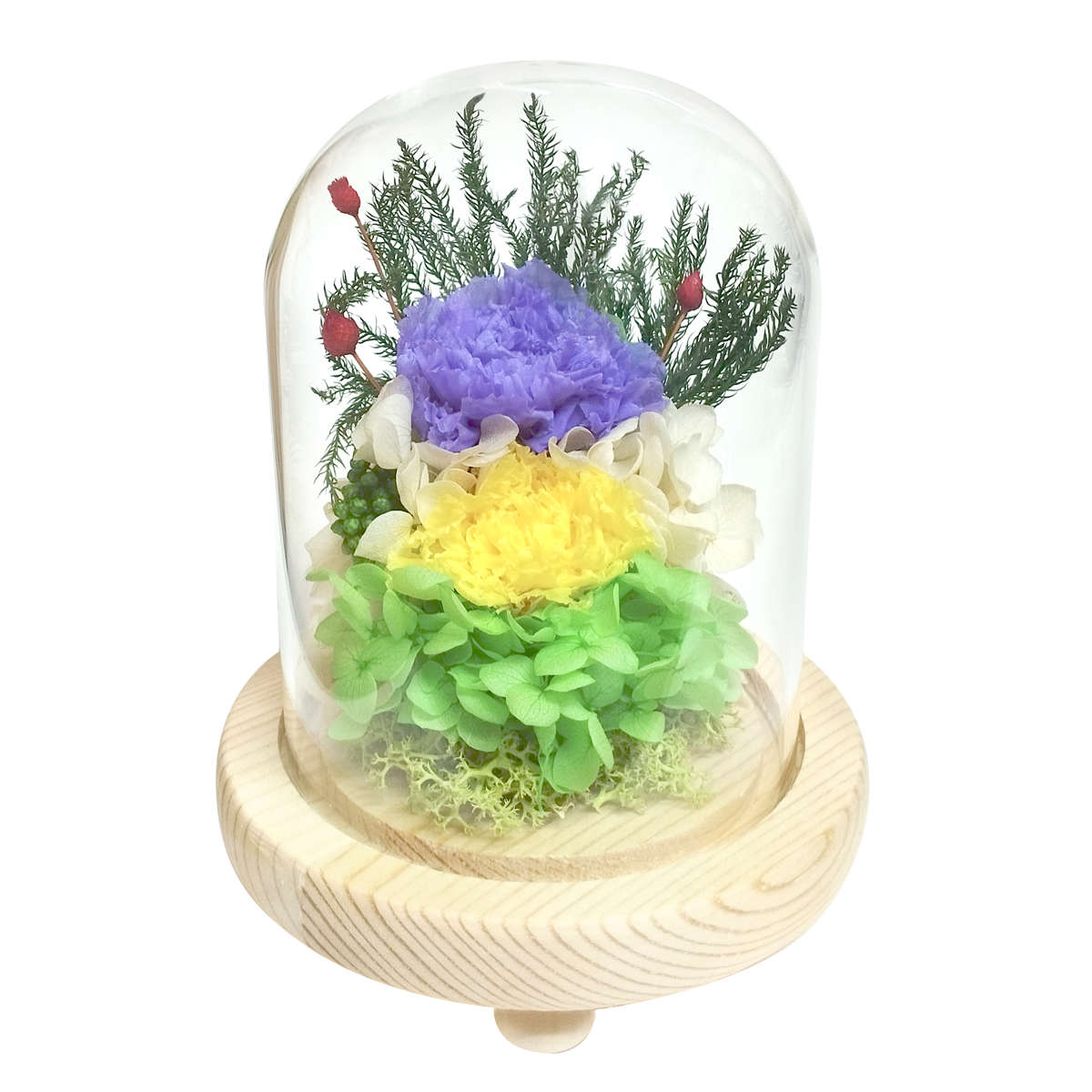 供え花 仏花 ガラス ドームアレンジメント プリザーブドフラワー ( 造花 ブリザードフラワー 枯れない 仏壇 ドーム お供え 花 フェイクフラワー 供花 御供え 枯れない花 水換え不要 夏 人工 お盆 お彼岸 お墓 法要 法事 仏具 ) 【D】 D