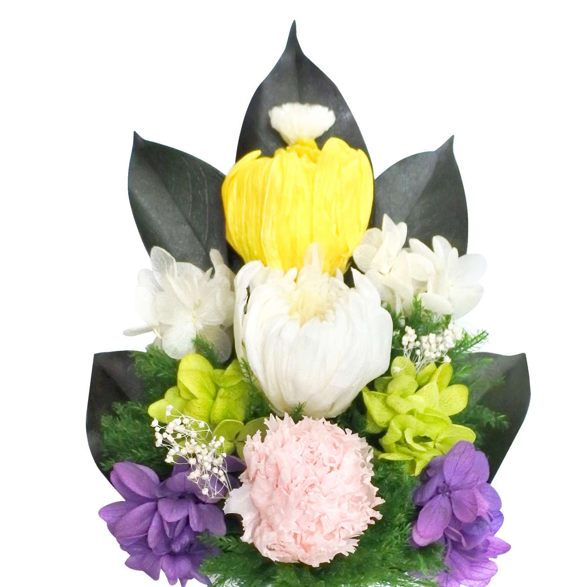 仏花 供え花 プリザーブド仏花 麗蘭 小 プリザーブドフラワー ( 造花 ブリザードフラワー 枯れない 仏壇 お供え 花 フェイクフラワー 日本製 供花 御供え 枯れない花 水換え不要 夏 人工 お盆 お彼岸 お墓 法要 法事 仏具 )