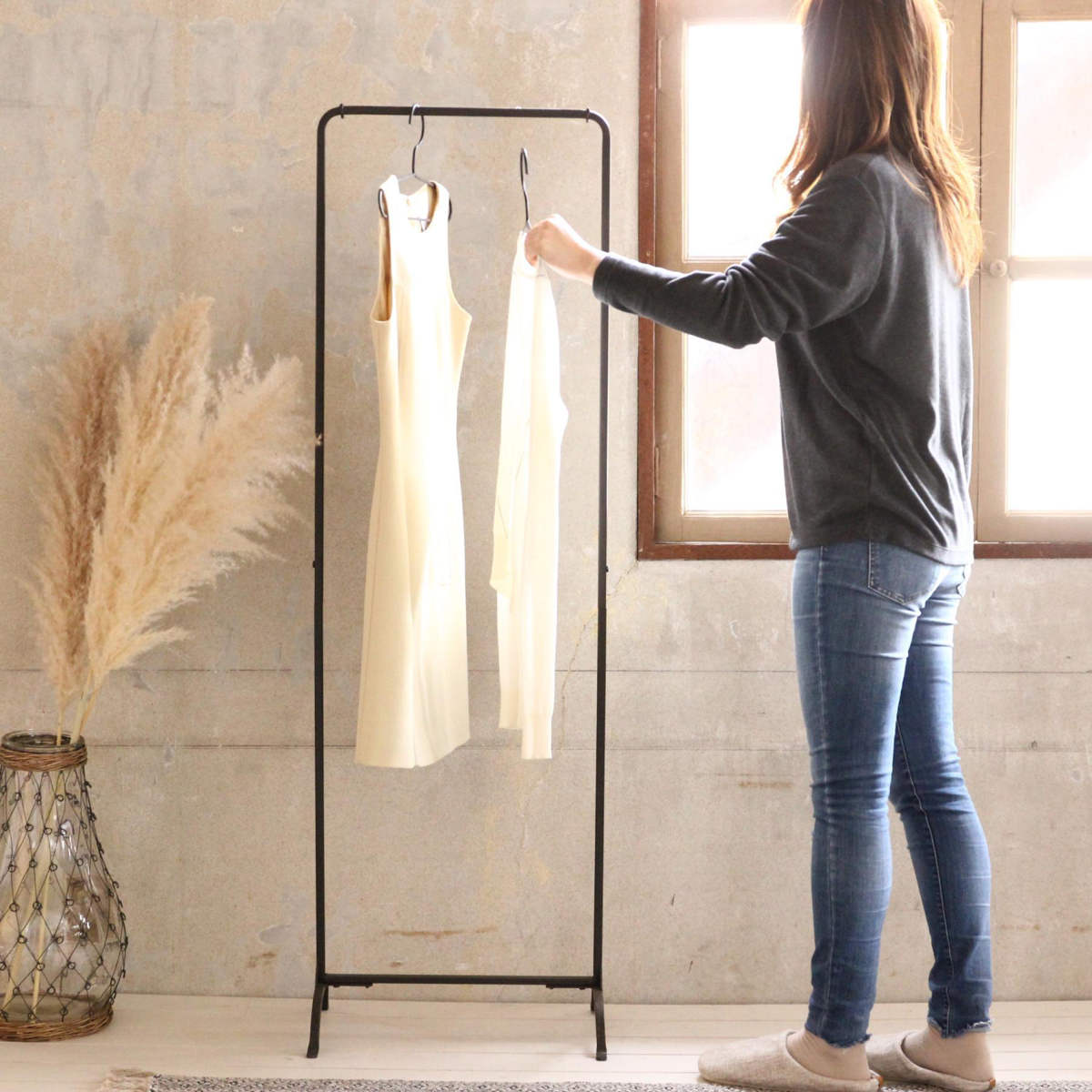 ハンガーラック ジョセフアイアン スリム 組立式 幅45cm 収納 幅45×奥行30×高さ144.5cm ( コートハンガー パイプハンガー 洋服掛け コート掛け 衣類 コンパクト 軽量 シンプル おしゃれ 玄関 来客用 洋服 掛け 収納用品 )