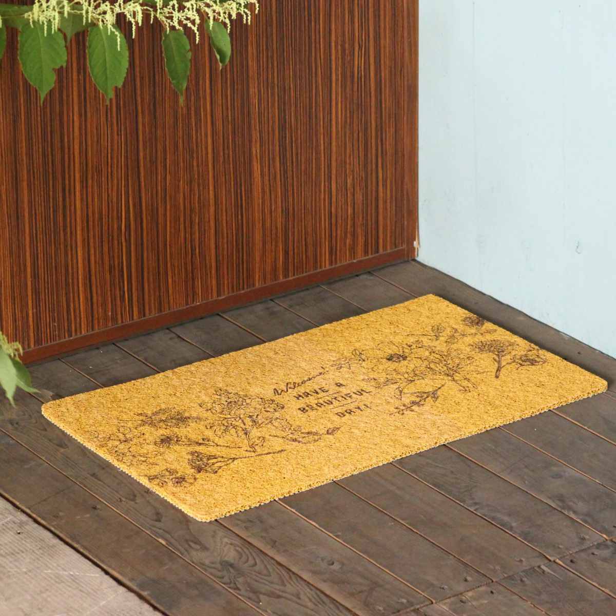 玄関マット ふかふかテラスマット 75×45cm ( 屋内 屋外 屋外兼用 泥落とし 洗える 水洗い 弾力 ふかふか 滑り止め マット はさみで切れる 幅75cm おしゃれ カフェ ベランダ デッキ テラス 玄関 PVC素材 外用 室内 ) 【ブラウン】 ブラウン