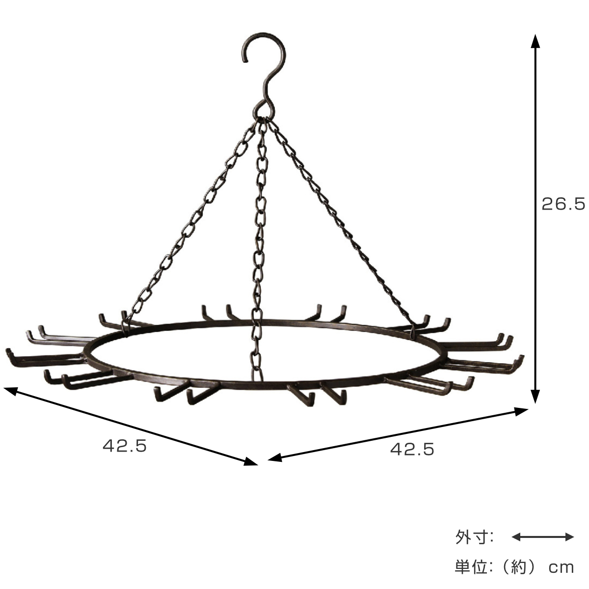 フック ジョセフアイアン サークルフック 引っ掛け ( 吊り下げハンガー 吊り下げ ハンギング 吊るす 収納 観葉植物 ディスプレイ インテリア おしゃれ 見せる収納 魅せる収納 ドライフラワー )