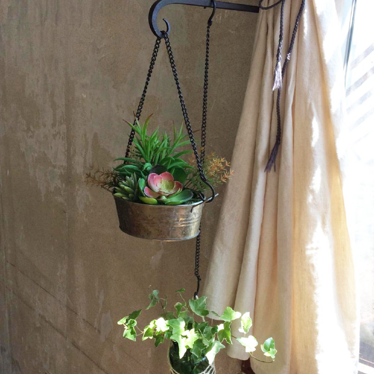 フック ジョセフアイアン チェーンフック 2本入り ロング ( 吊り下げ ハンギング 吊るす 収納 DIY 金具 S字フック 観葉植物 ディスプレイ インテリア おしゃれ 見せる収納 魅せる収納 )