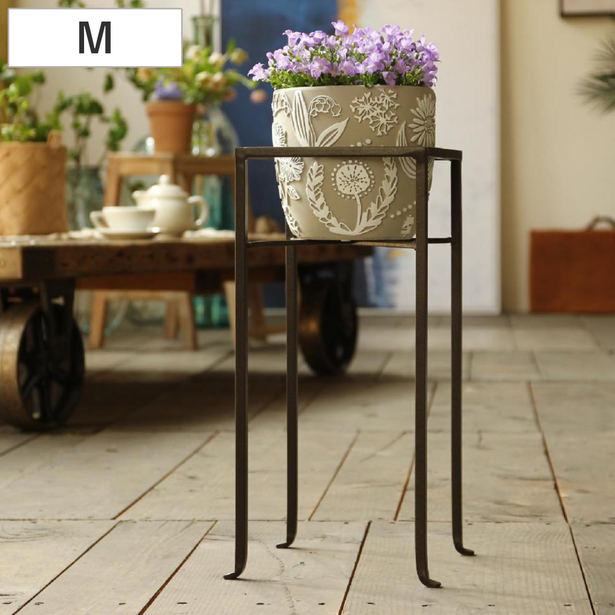 花台 ジョセフアイアン フラワープランターラック Mサイズ （ プランター スタンド ガーデニング用品 鉢置き 園芸 鉢台 庭 ベランダ テラス エントランス ガーデニング アイアンフレーム 角型 正方形 ）
