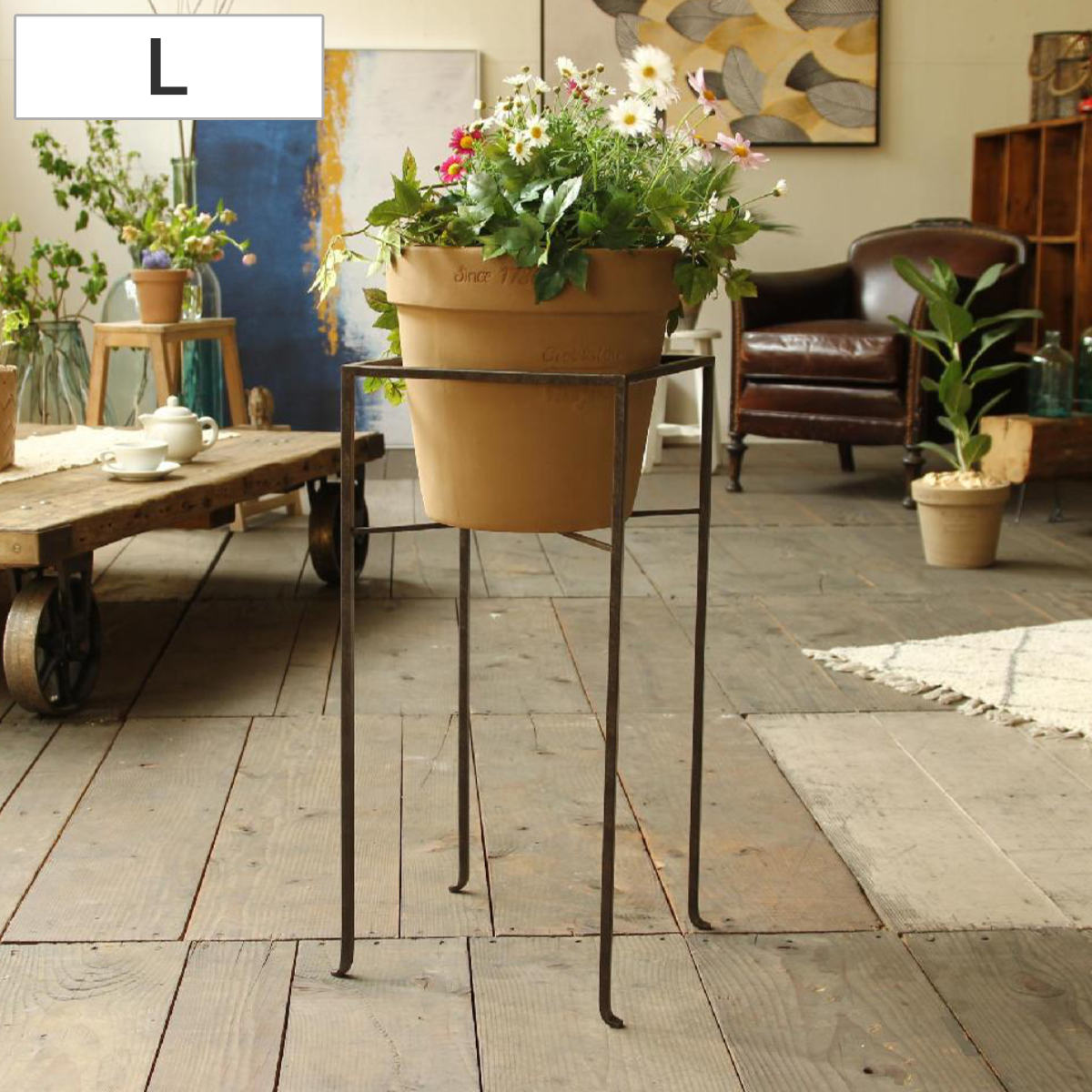 花台 ジョセフアイアン フラワープランターラック Lサイズ （ プランター スタンド ガーデニング用品 鉢置き 園芸 鉢台 庭 ベランダ テラス エントランス ガーデニング アイアンフレーム 角型 正方形 ）
