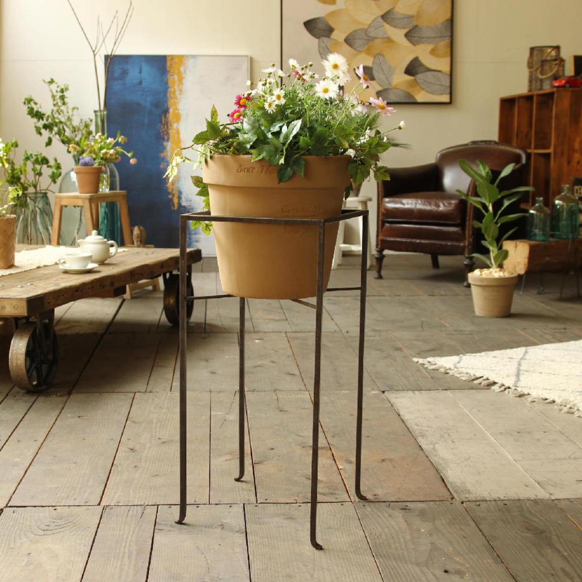 花台 ジョセフアイアン フラワープランターラック Lサイズ ( プランター スタンド ガーデニング用品 鉢置き 園芸 鉢台 庭 ベランダ テラス エントランス ガーデニング アイアンフレーム 角型 正方形 )