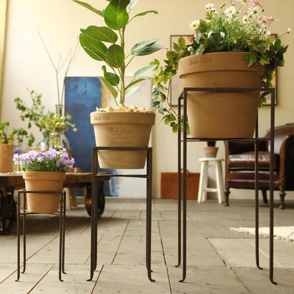 花台 ジョセフアイアン フラワープランターラック Lサイズ ( プランター スタンド ガーデニング用品 鉢置き 園芸 鉢台 庭 ベランダ テラス エントランス ガーデニング アイアンフレーム 角型 正方形 )