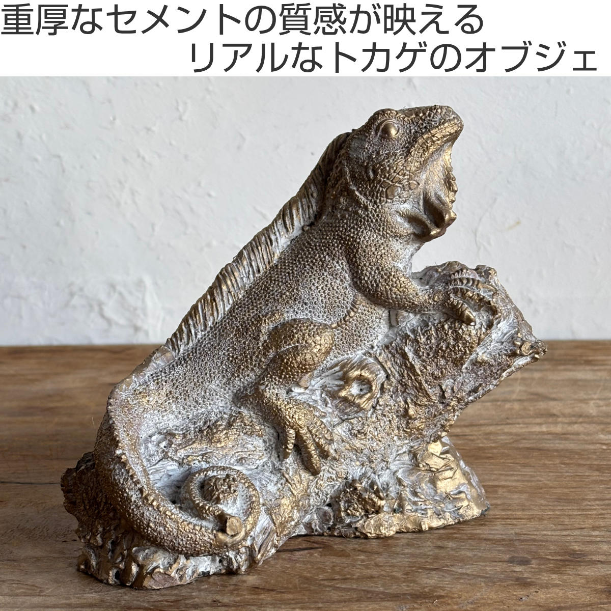 オブジェ デコール セメントオブジェ トカゲ S ( 置物 とかげ セメント オブジェ オーナメント ガーデンオーナメント 庭 インテリア 雑貨 屋外 ガーデン雑貨 中型 アニマル )