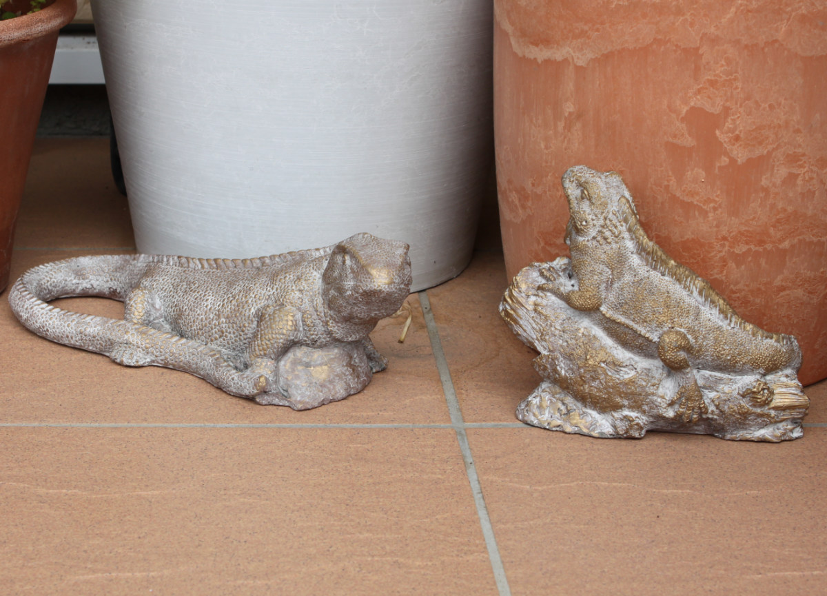 オブジェ デコール セメントオブジェ トカゲ S ( 置物 とかげ セメント オブジェ オーナメント ガーデンオーナメント 庭 インテリア 雑貨 屋外 ガーデン雑貨 中型 アニマル )