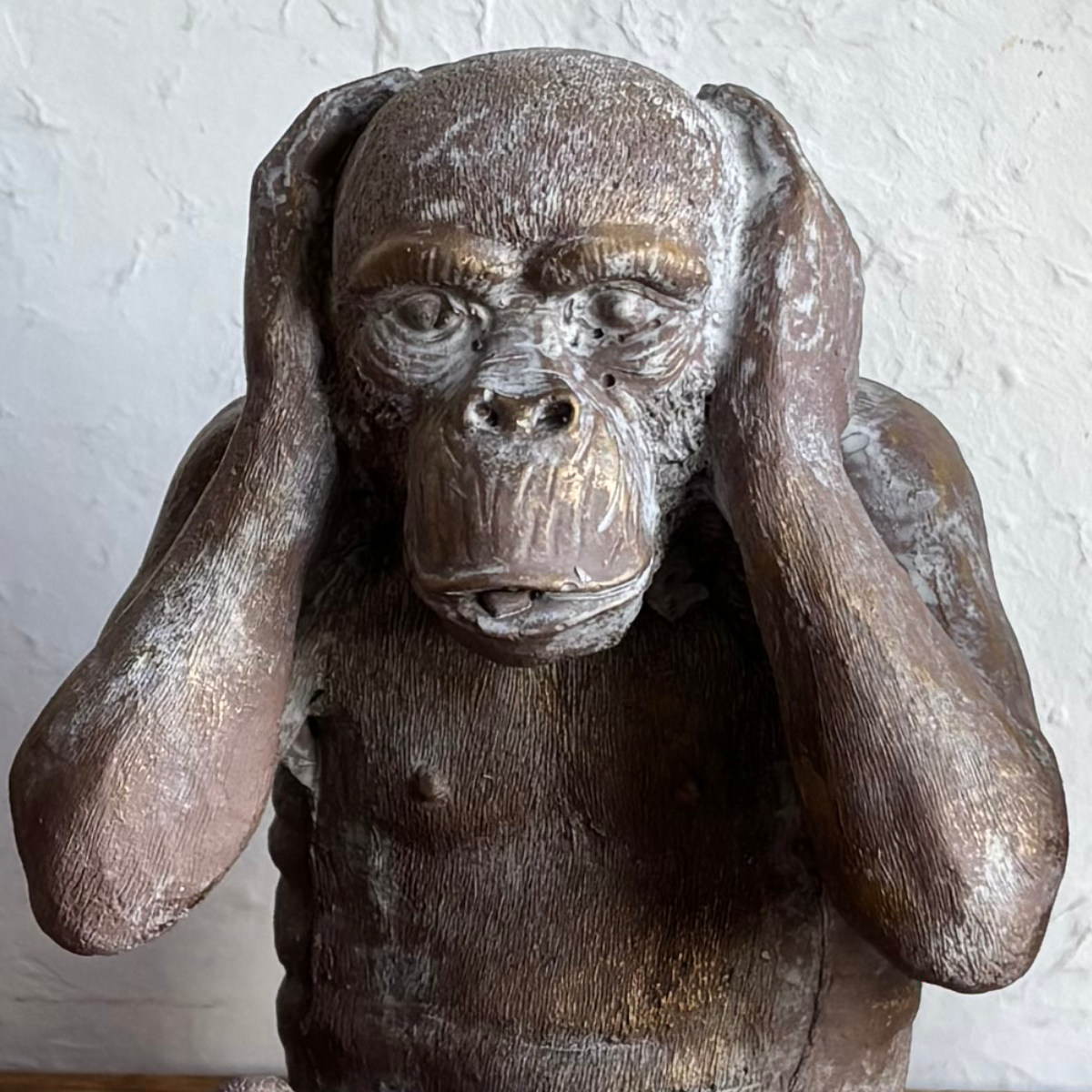 オブジェ デコール セメントオブジェ 見ザル聞カザル言ワザル 3匹組 ( 置物 サル 猿 セメント オブジェ オーナメント ガーデンオーナメント 庭 インテリア 雑貨 屋外 ガーデン雑貨 中型 アニマル )