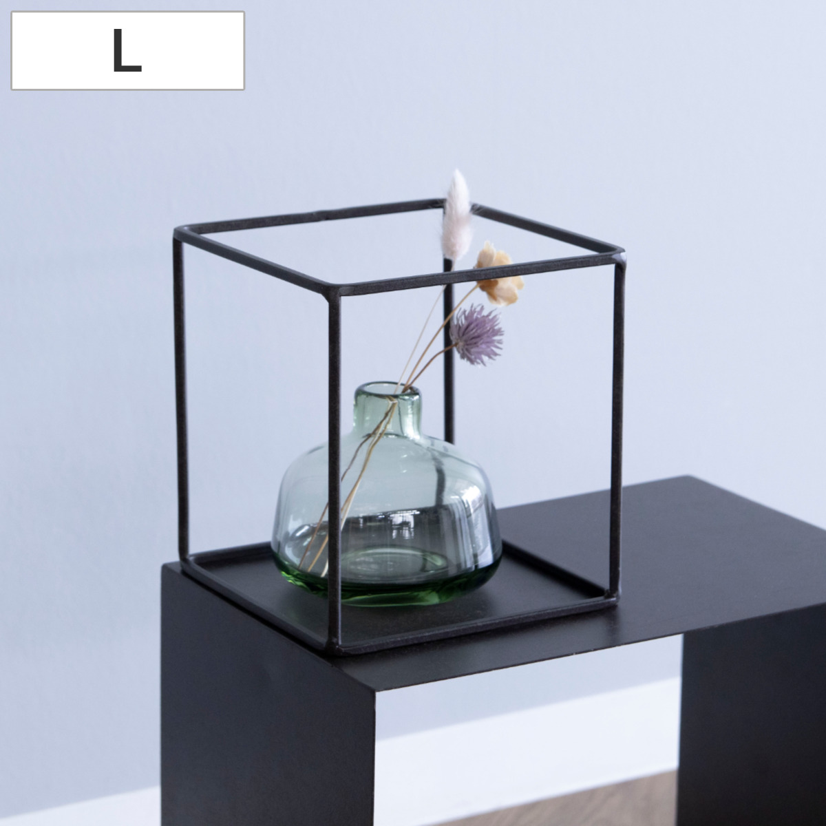 フレーム ジョセフアイアン ディスプレイワイヤーフレーム キューブ Lサイズ （ ディスプレイ 棚 フラワーラック 飾り台 アイアンフレーム 室内 飾る 台 置く 植物 観葉植物 花 園芸 収納棚 小物収納 インテリア ）