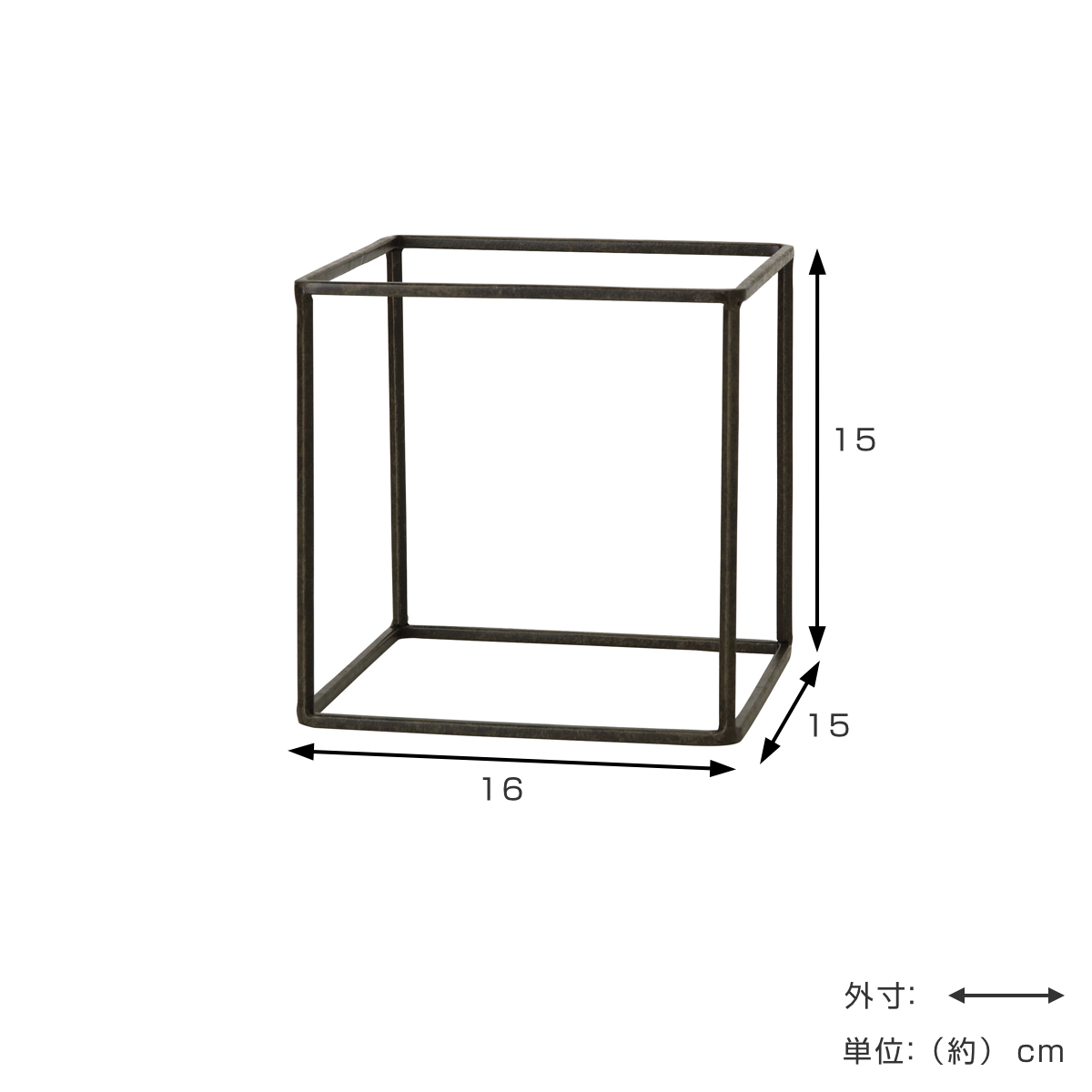 フレーム ジョセフアイアン ディスプレイワイヤーフレーム キューブ Lサイズ ( ディスプレイ 棚 フラワーラック 飾り台 アイアンフレーム 室内 飾る 台 置く 植物 観葉植物 花 園芸 収納棚 小物収納 インテリア )
