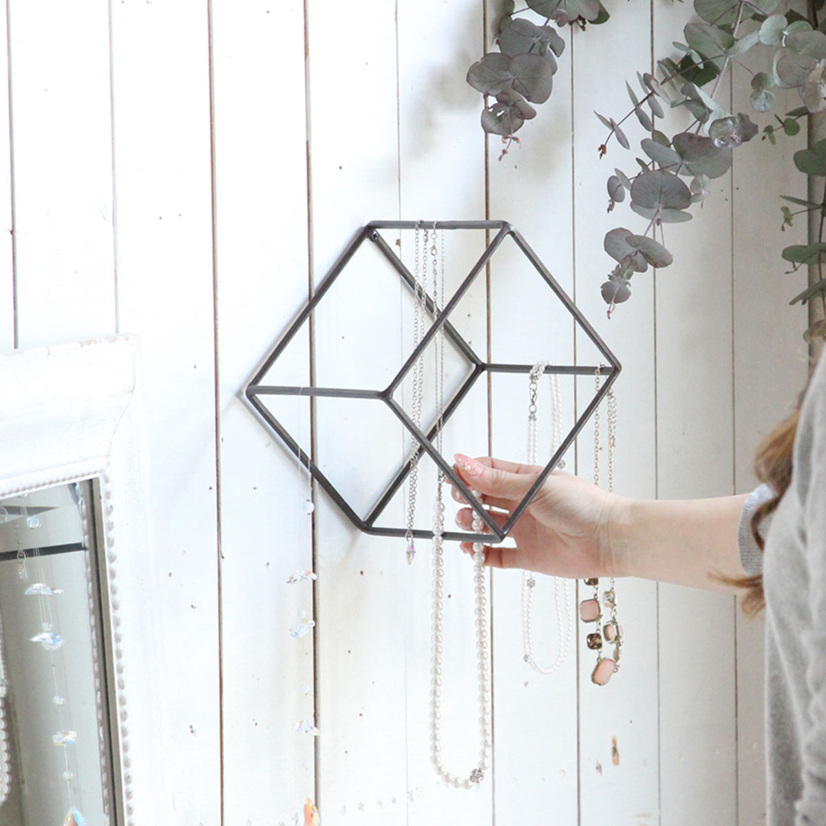 フレーム ジョセフアイアン ディスプレイワイヤーフレーム キューブ Lサイズ ( ディスプレイ 棚 フラワーラック 飾り台 アイアンフレーム 室内 飾る 台 置く 植物 観葉植物 花 園芸 収納棚 小物収納 インテリア )