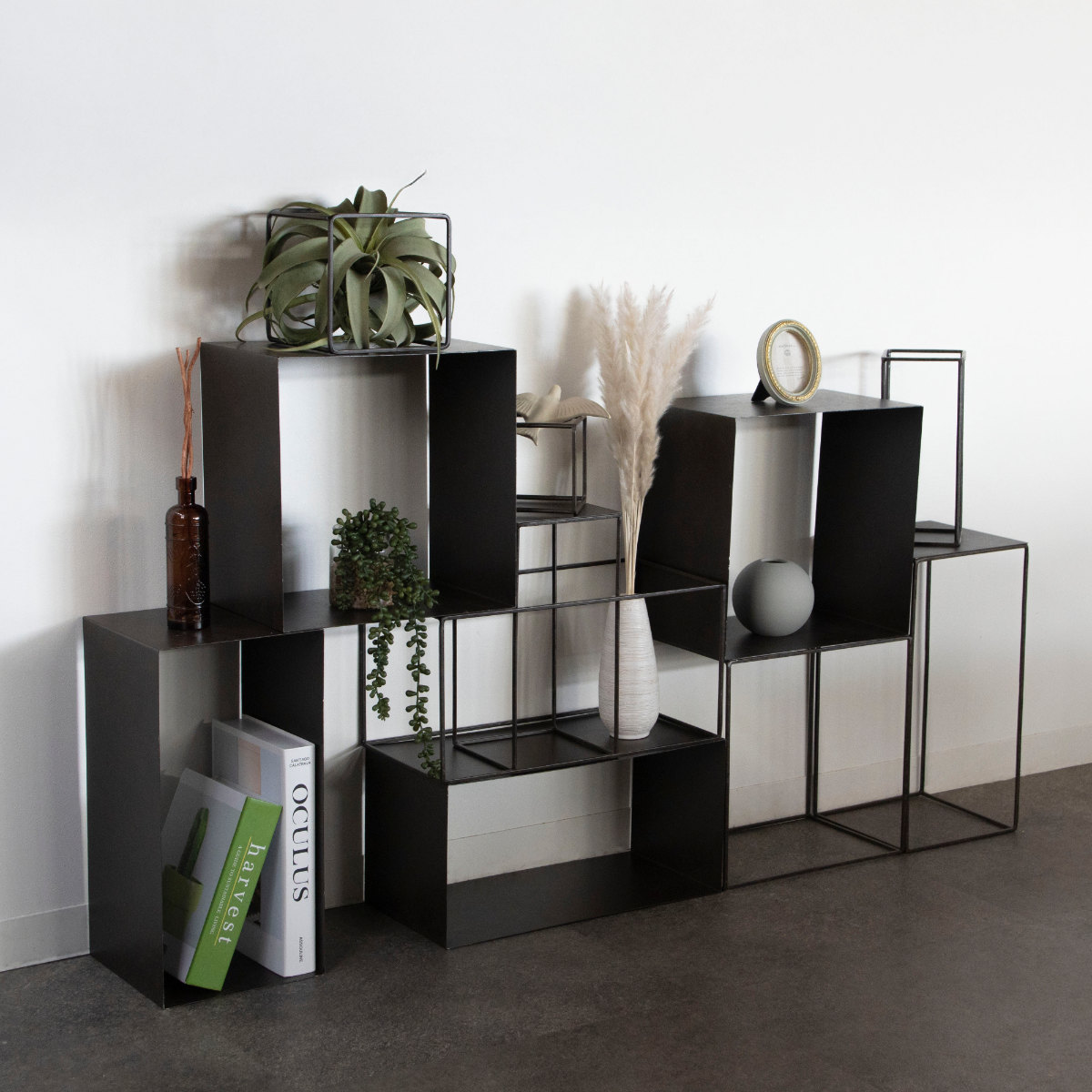 フレーム ジョセフアイアン ディスプレイワイヤーフレーム レクタングル Lサイズ ( ディスプレイ 棚 フラワーラック 飾り台 アイアンフレーム 室内 飾る 台 置く 植物 観葉植物 花 園芸 収納棚 小物収納 インテリア )