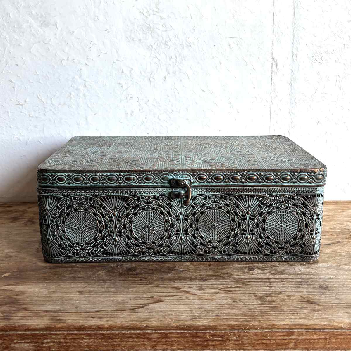 アンティーク　蓋物小物入れ 収納ボックス アンクブリキボックス L 小物入れ ふた付き 幅36