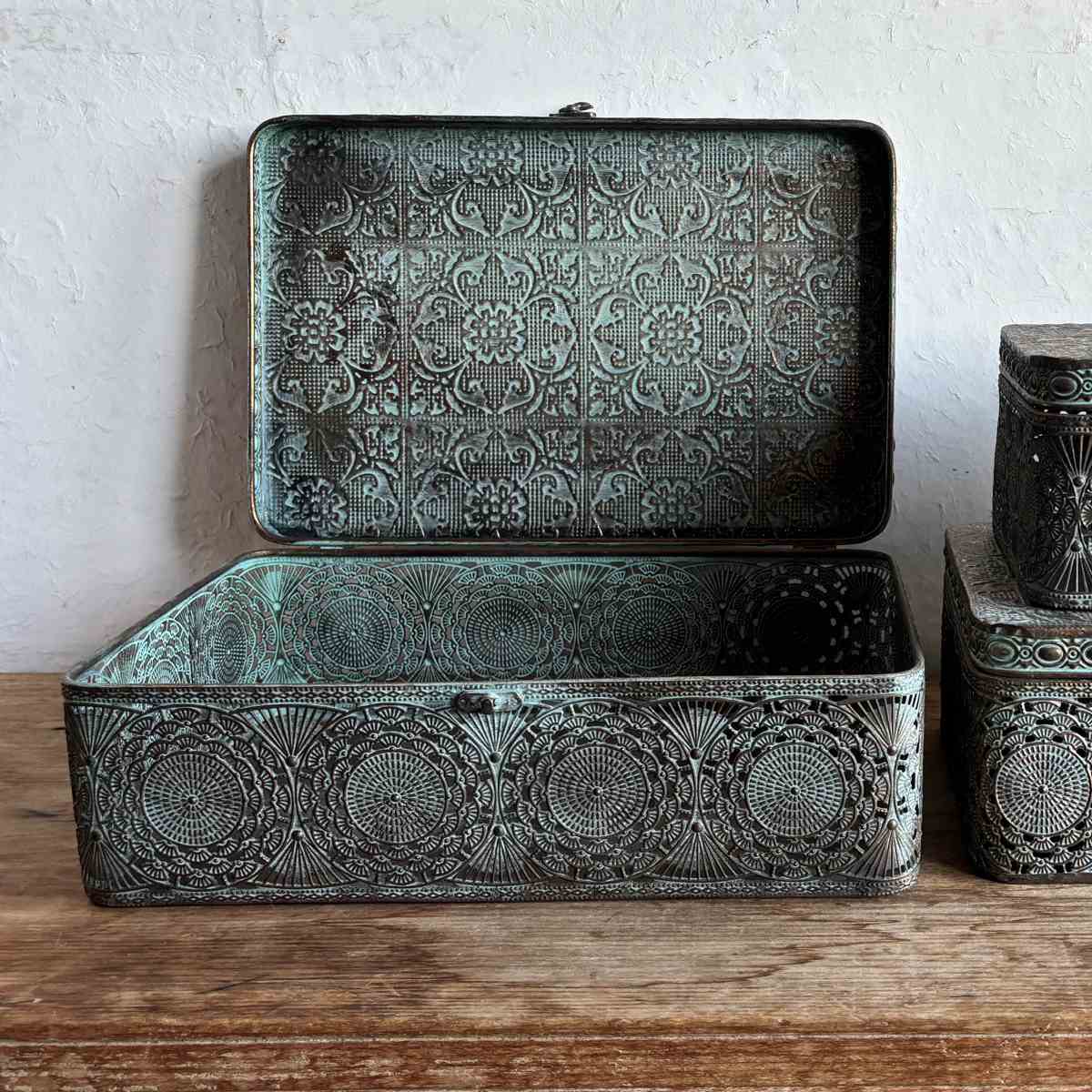 収納ボックス アンクブリキボックス L 小物入れ ふた付き 幅36