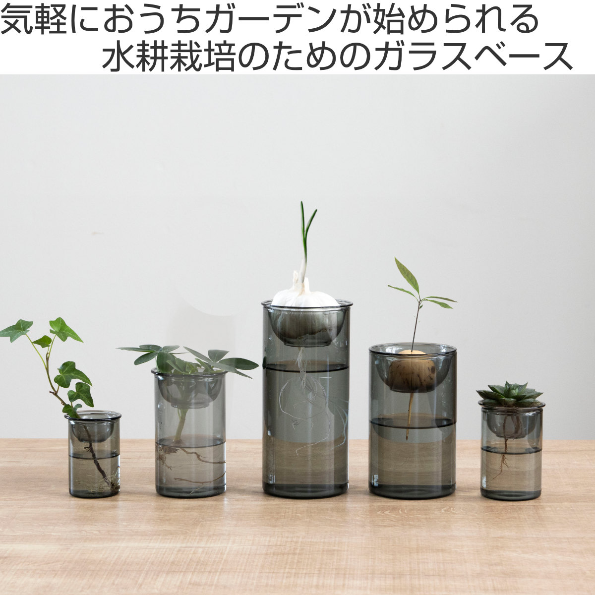 花瓶 BULB VASE 水栽培ガラスベース ショート 水耕栽培 ( 花器 ガラス おしゃれ フラワーベース 一輪挿し 花 グレー グリーン 栽培 ハーブ インテリア オブジェ ガラス製 飾る フラワーグラス 水栽培 )