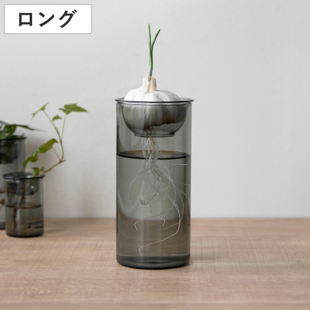 花瓶 BULB VASE 水栽培ガラスベース ロング 水耕栽培 ( 花器 ガラス おしゃれ フラワーベース 一輪挿し 花 グレー グリーン 栽培 ハーブ インテリア オブジェ ガラス製 飾る フラワーグラス 水栽培 )
