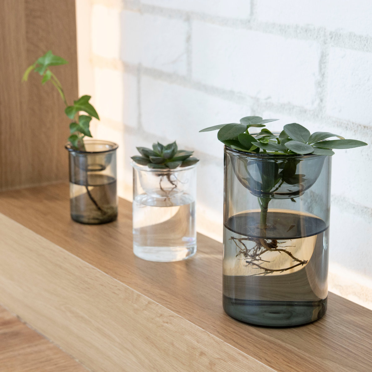 花瓶 BULB VASE 水栽培ガラスベース ロング 水耕栽培 ( 花器 ガラス おしゃれ フラワーベース 一輪挿し 花 グレー グリーン 栽培 ハーブ インテリア オブジェ ガラス製 飾る フラワーグラス 水栽培 )