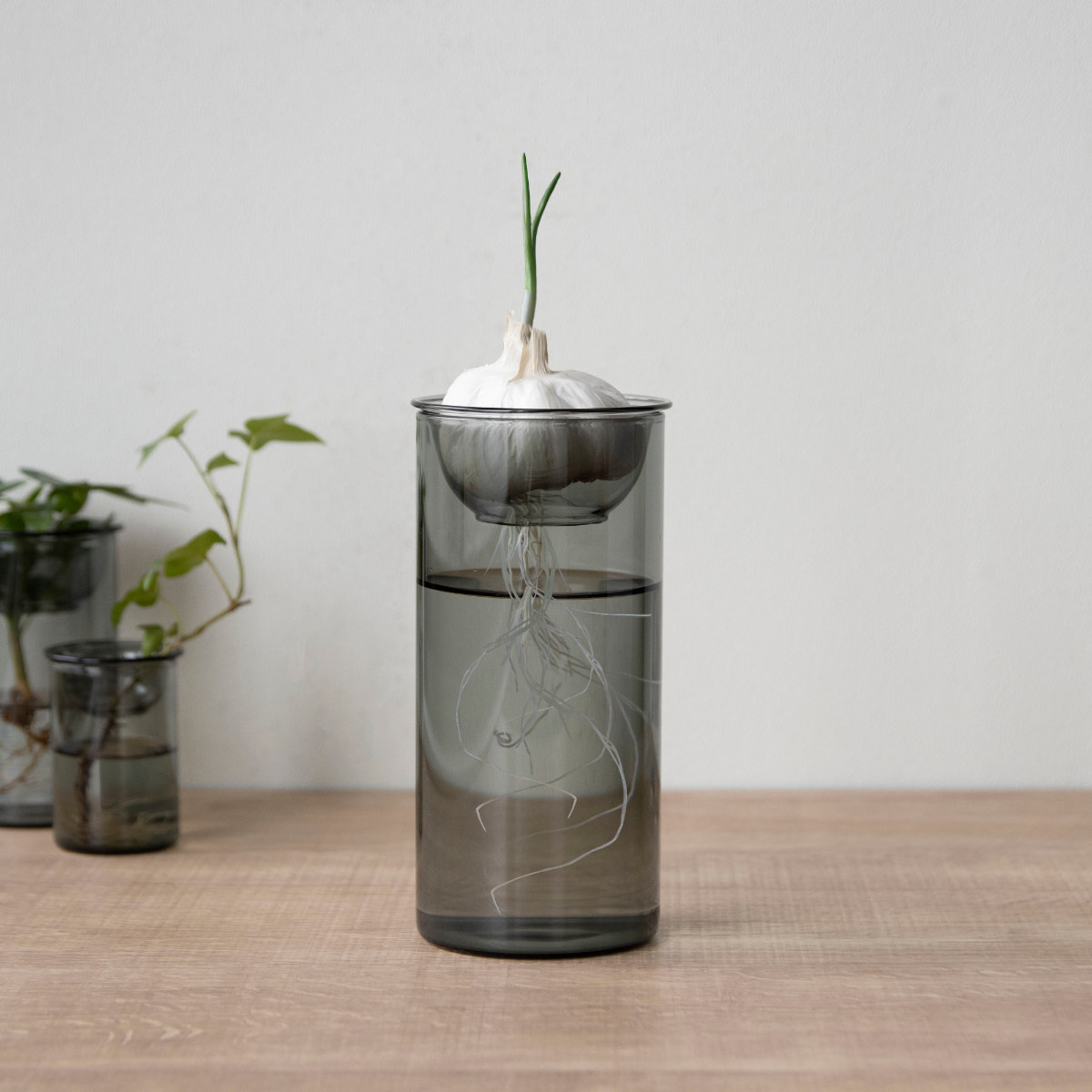 花瓶 BULB VASE 水栽培ガラスベース ロング 水耕栽培 ( 花器 ガラス おしゃれ フラワーベース 一輪挿し 花 グレー グリーン 栽培 ハーブ インテリア オブジェ ガラス製 飾る フラワーグラス 水栽培 )