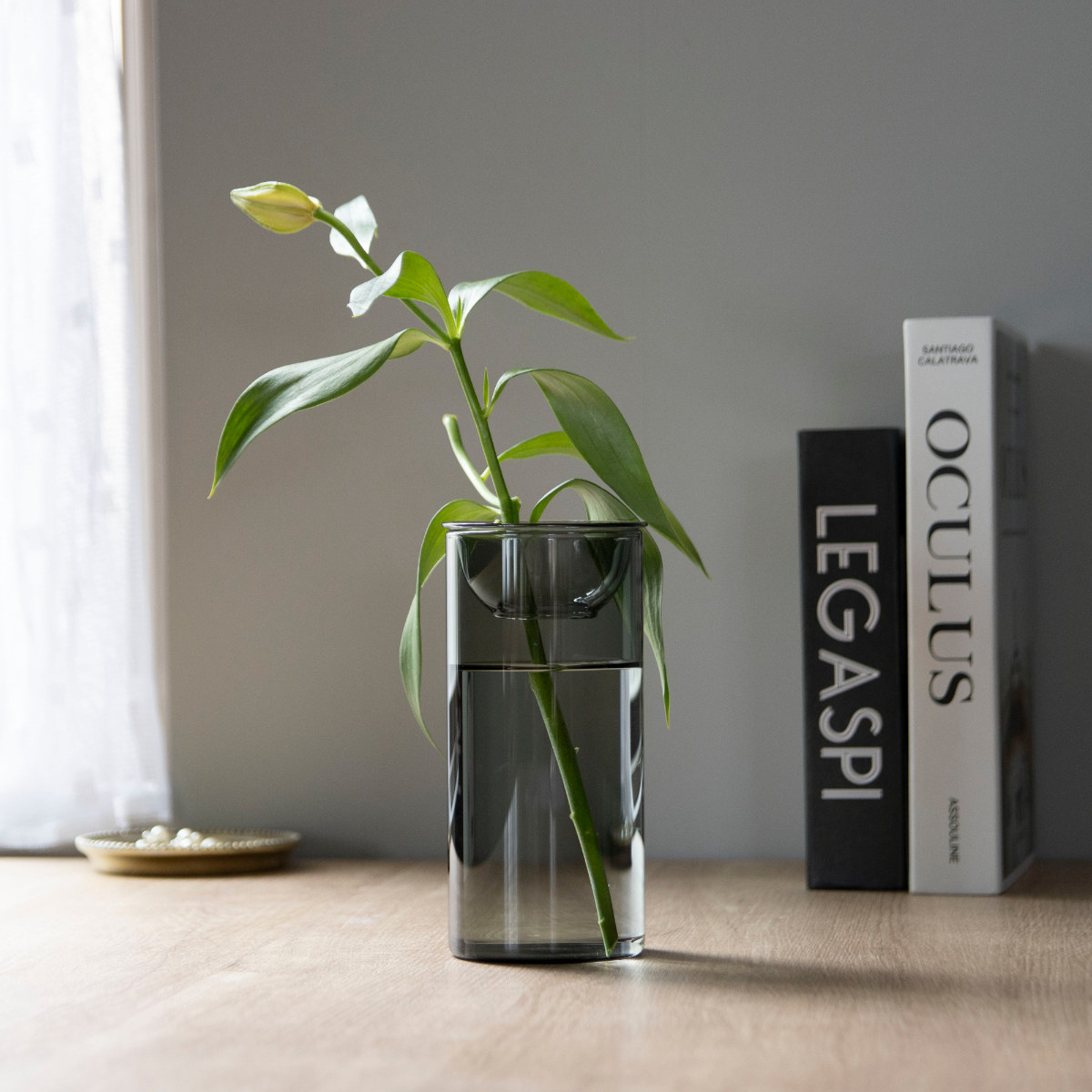 花瓶 BULB VASE 水栽培ガラスベース ロング 水耕栽培 ( 花器 ガラス おしゃれ フラワーベース 一輪挿し 花 グレー グリーン 栽培 ハーブ インテリア オブジェ ガラス製 飾る フラワーグラス 水栽培 )