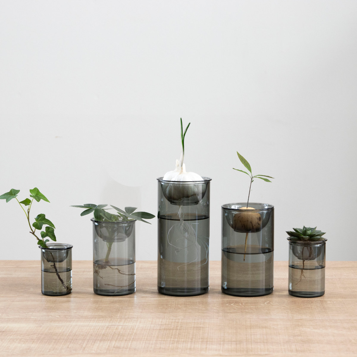 花瓶 MINI BULB VASE 水栽培ガラスベース 8.5cm 水耕栽培 ( 花器 ガラス おしゃれ フラワーベース 一輪挿し 花 グレー グリーン 栽培 ハーブ インテリア オブジェ ガラス製 飾る フラワーグラス 水栽培 )