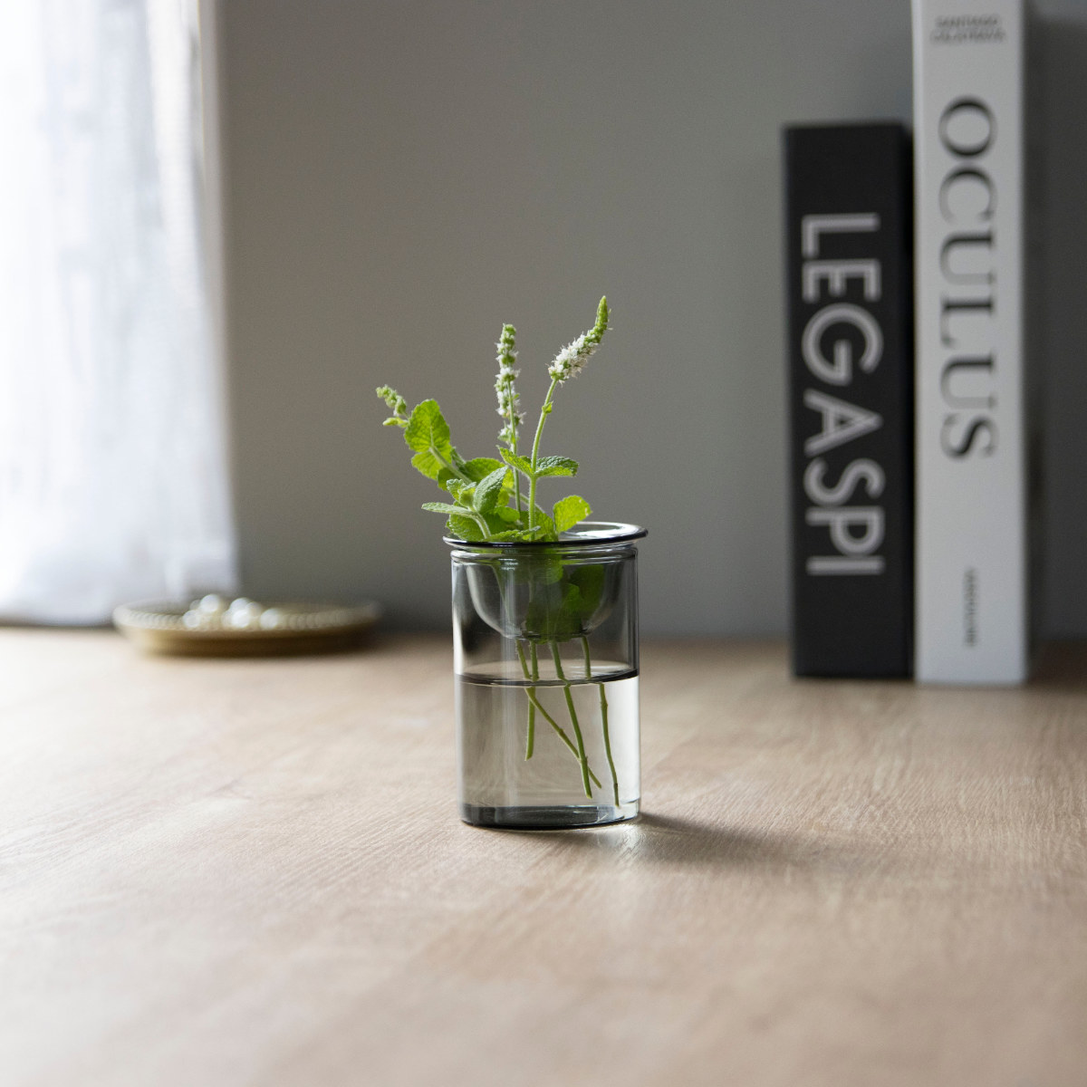 花瓶 MINI BULB VASE 水栽培ガラスベース 8.5cm 水耕栽培 ( 花器 ガラス おしゃれ フラワーベース 一輪挿し 花 グレー グリーン 栽培 ハーブ インテリア オブジェ ガラス製 飾る フラワーグラス 水栽培 )