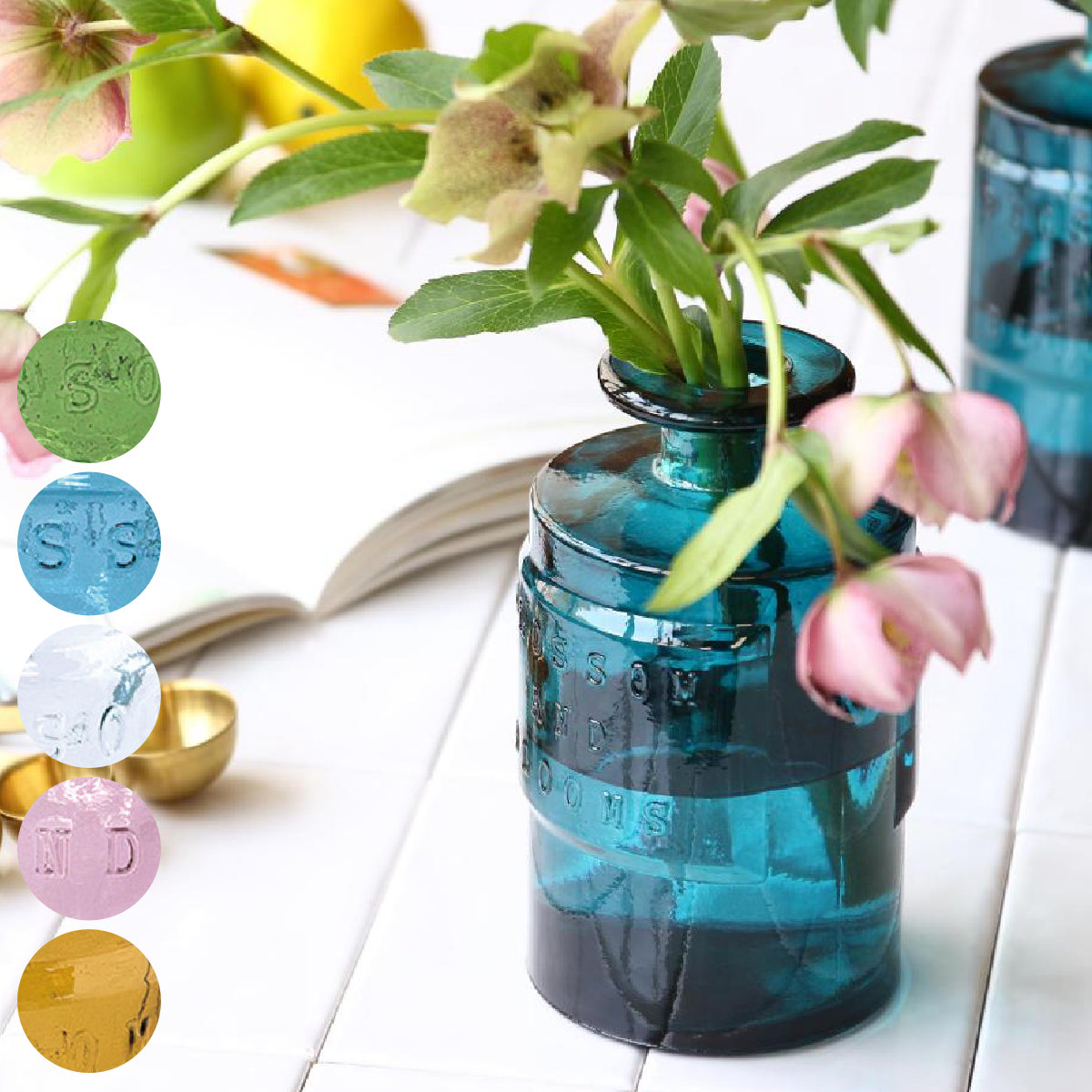 花瓶 VALENCIA リサイクルガラスフラワーベース SIETE ( 花ビン 花びん 花器 フラワーベース フラワー 花 飾る 花入れ ガラス ガラス製 クリア 透明 色ガラス おしゃれ 一輪挿し ) 【パープル】