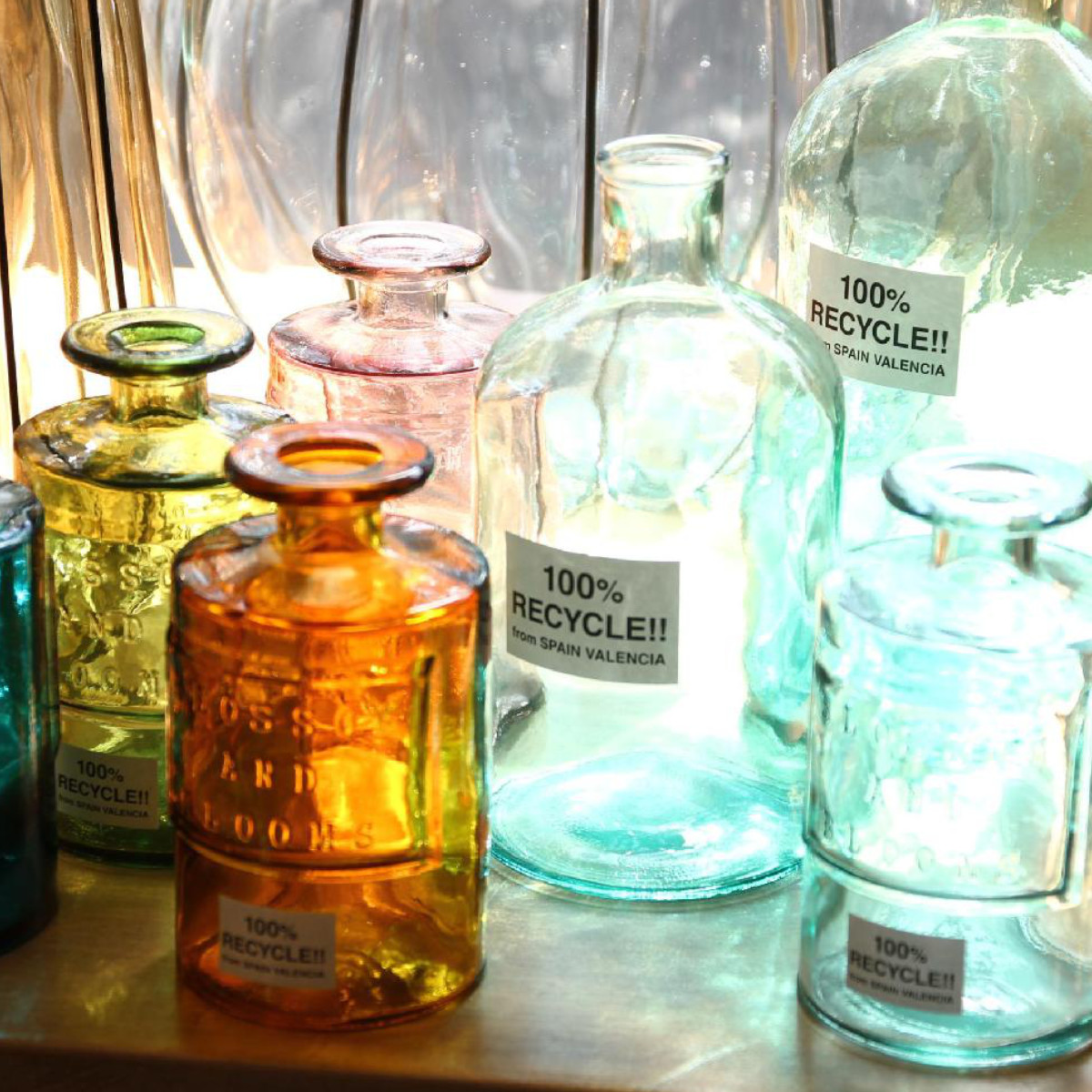 花瓶 VALENCIA リサイクルガラスフラワーベース SIETE ( 花ビン 花びん 花器 フラワーベース フラワー 花 飾る 花入れ ガラス ガラス製 クリア 透明 色ガラス おしゃれ 一輪挿し ) 【アンバー】 アンバー