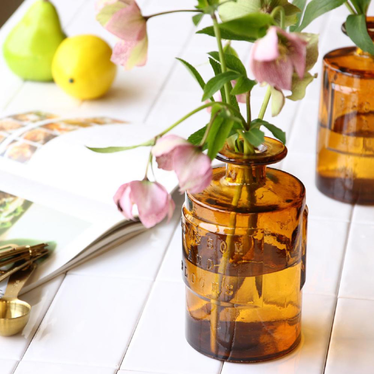 花瓶 VALENCIA リサイクルガラスフラワーベース SIETE ( 花ビン 花びん 花器 フラワーベース フラワー 花 飾る 花入れ ガラス ガラス製 クリア 透明 色ガラス おしゃれ 一輪挿し ) 【アンバー】 アンバー