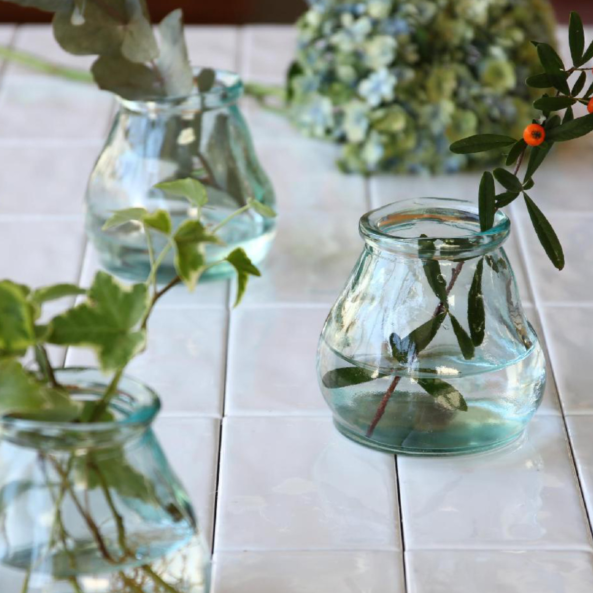 花瓶 VALENCIA リサイクルガラス ミニフラワーベース CERO ( 花ビン 花びん 花器 フラワーベース フラワー 花 飾る 花入れ ガラス ガラス製 クリア 透明 色ガラス おしゃれ 一輪挿し ) 【クリア】 クリア