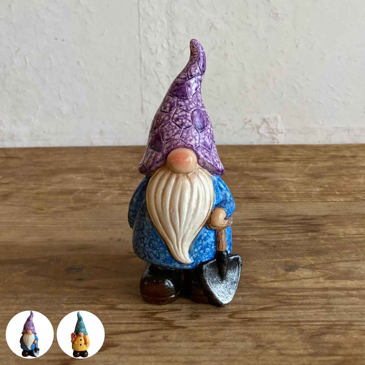 ガーデンノーム S 置物 ( 小人の妖精 小人 レジン オブジェ オーナメント ガーデンオーナメント 庭 インテリア 雑貨 屋外 ガーデン雑貨 中型 こびと 園芸 ガーデンインテリア ) 【ブルー】