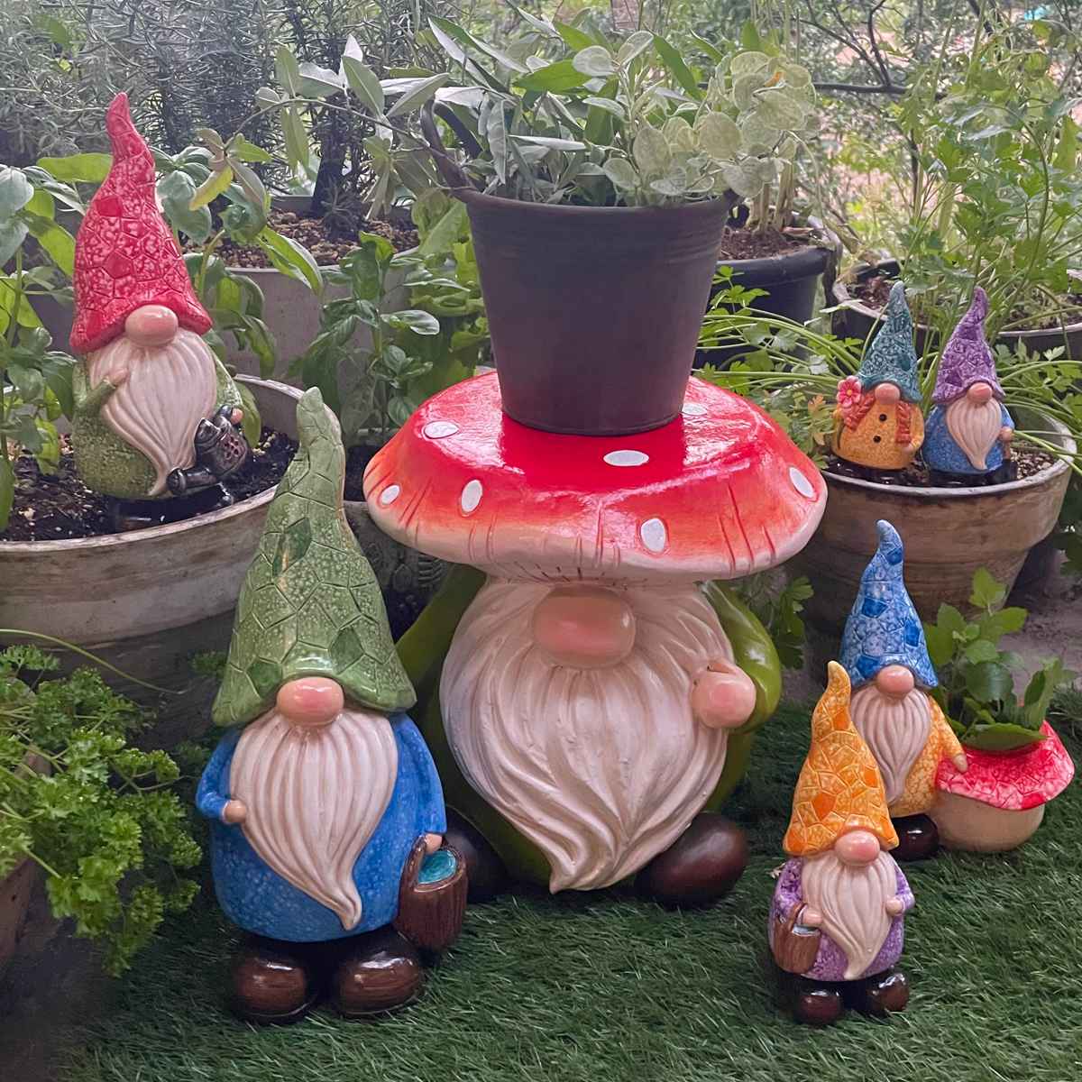 ガーデンノーム M 置物 ( 小人の妖精 小人 レジン オブジェ オーナメント ガーデンオーナメント 庭 インテリア 雑貨 屋外 ガーデン雑貨 中型 こびと 園芸 ガーデンインテリア ) 【グリーン】 グリーン